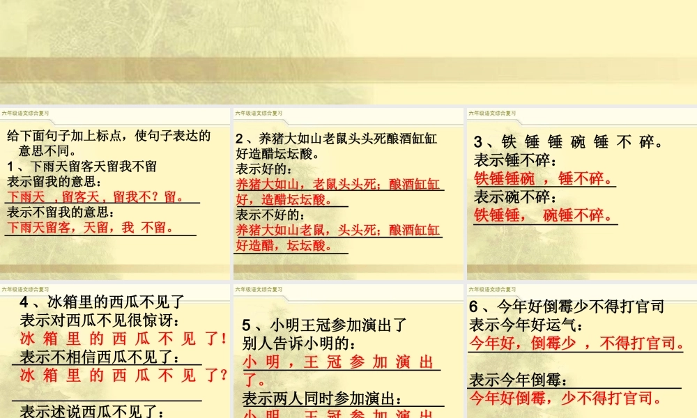 2025六年级小升初语文综合复习 课件之句子