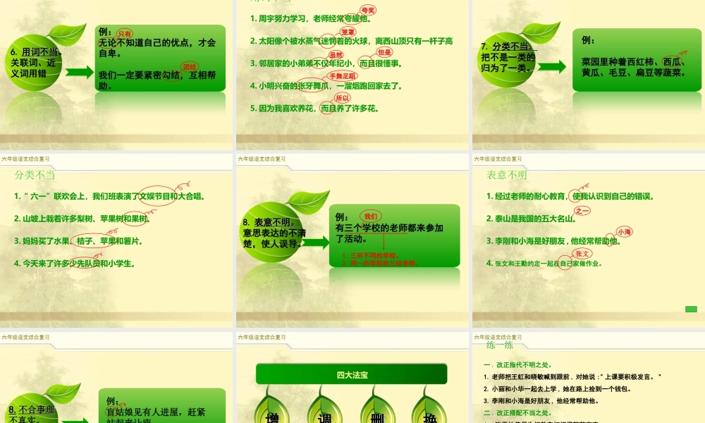 2025六年级小升初语文综合复习 课件之修改病句2