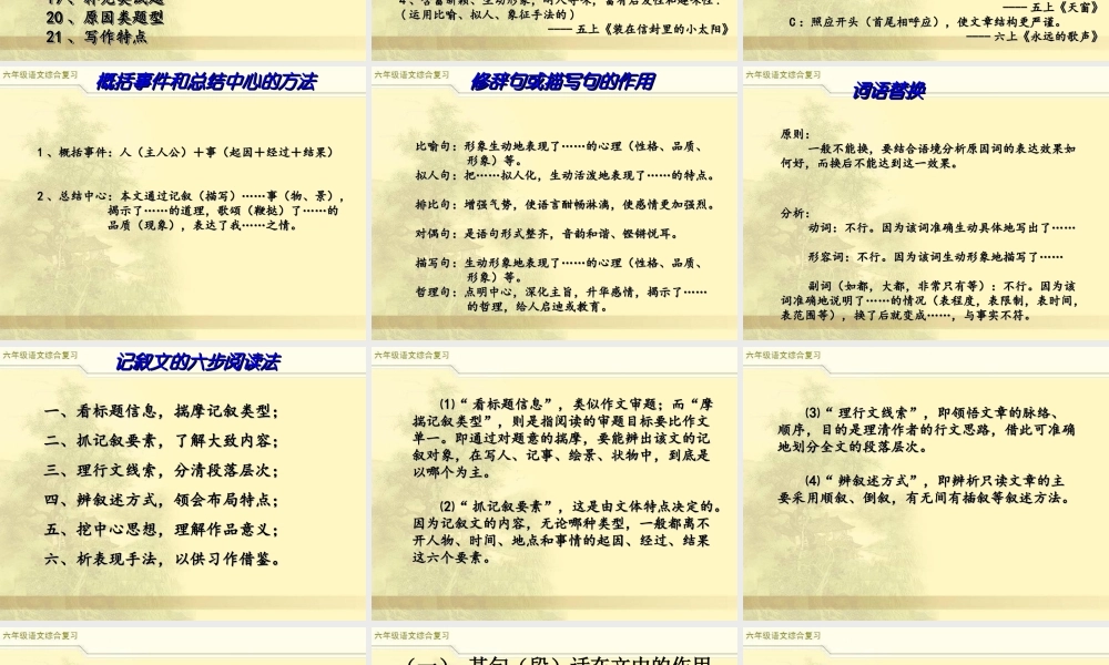 2025六年级小升初语文综合复习 课件之阅读复习