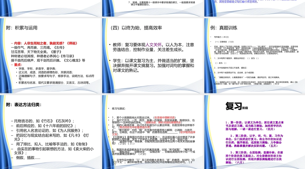 2025六年级小升初语文总复习 课件