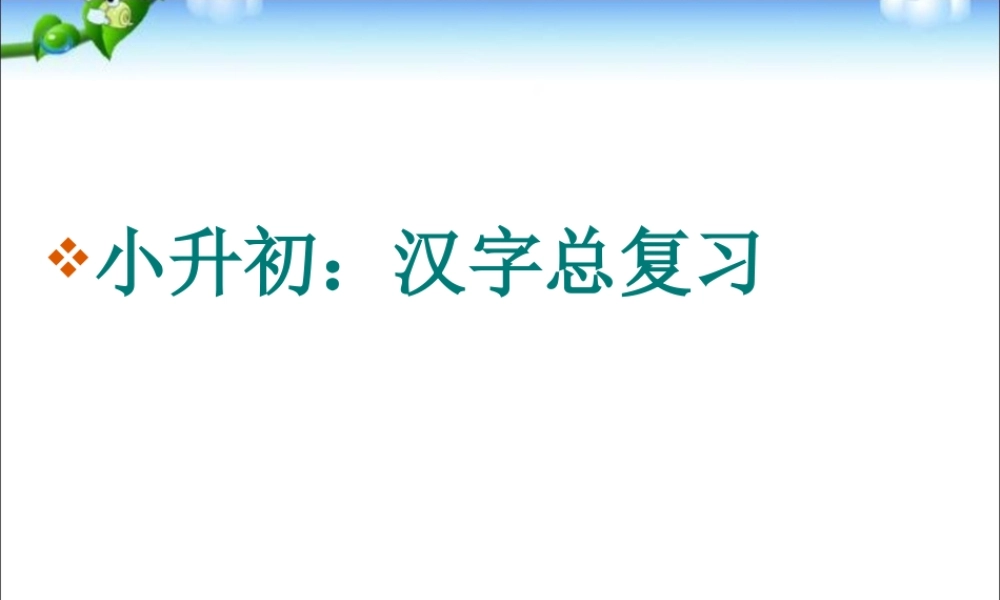 2025小升初汉字总复习 课件