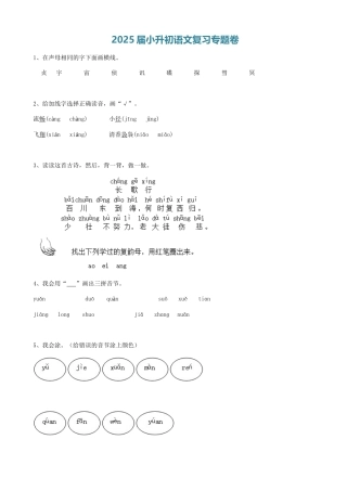 2025届六年级小升初语文专题复习-00拼音部份（6P）（附答案解析）