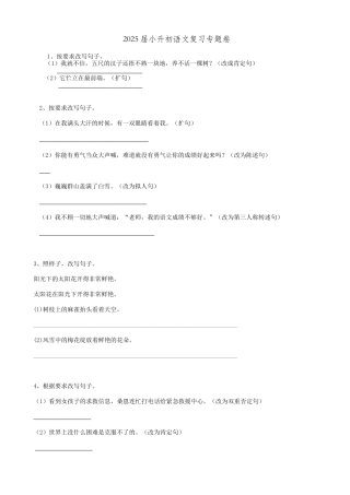 2025届六年级小升初语文专题复习-17句法改写句子（9P）（附答案解析）