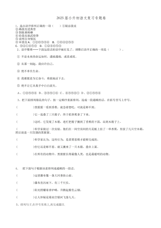 2025届六年级小升初语文专题复习-28句法句子排序（16P）（附答案解析）