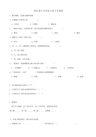 2025届六年级小升初语文专题复习-30积累运用02（15P）（附答案解析）