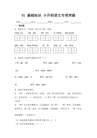 2025年部编版六年级小升初语文专项突破-01基础知识（附答案解析）