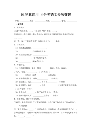 2025年部编版六年级小升初语文专项突破-04积累运用（附答案解析）