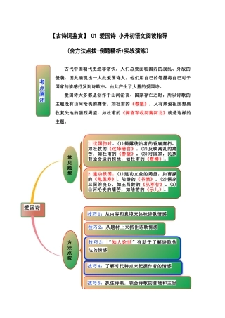 2025届六年级小升初语文古诗词鉴赏阅读指导-01 爱国诗 (含方法点拨+例题精析+实战演练）