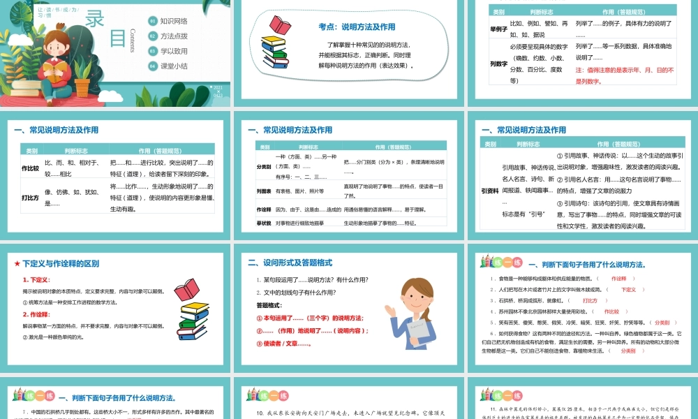 人教部编版小学六年级小升初语文专题复习-【阅读】说明文阅读之说明方法及作用-课件
