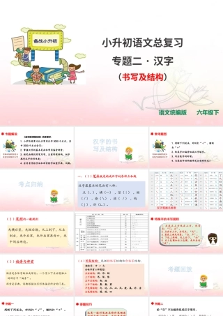 人教统编版六年级小升初语文总复习 专题二·汉字 课件