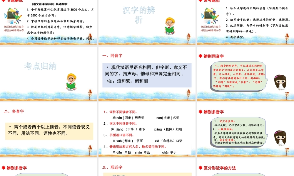 人教统编版六年级小升初语文总复习 专题二·汉字的辨析 课件