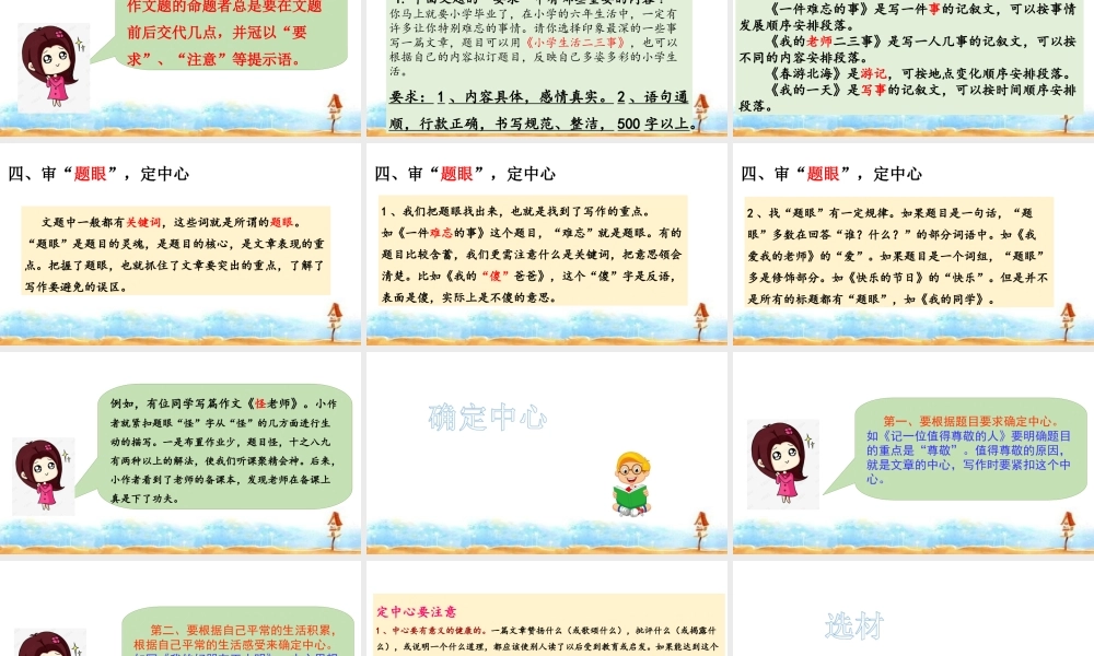 人教统编版六年级小升初语文总复习 专题二十·小升初作文的审题与选材  课件