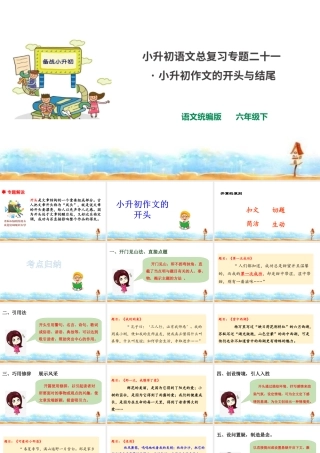 人教统编版六年级小升初语文总复习 专题二十一·小升初作文的开头与结尾  课件