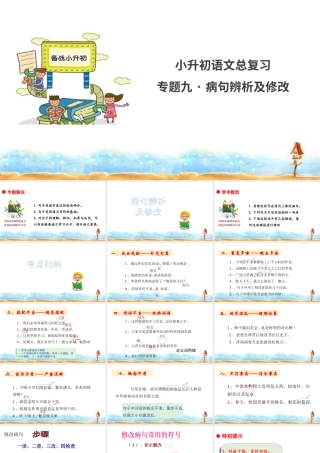 人教统编版六年级小升初语文总复习 专题九·修改病句 课件