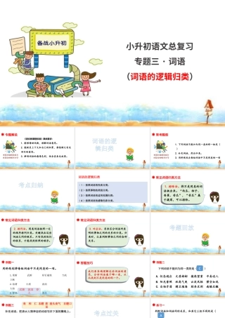 人教统编版六年级小升初语文总复习 专题三·词语（词语的逻辑归类） 课件