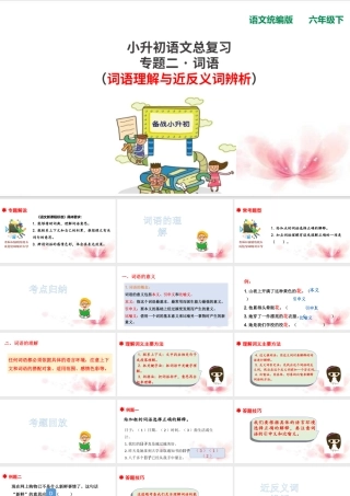 人教统编版六年级小升初语文总复习 专题三·词语（词语理解与近反义词辨析） 课件