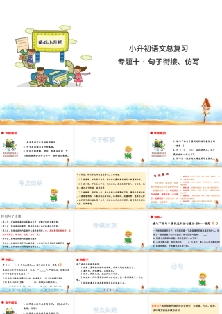 人教统编版六年级小升初语文总复习 专题十·句子排序、衔接、仿写 课件