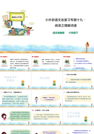 人教统编版六年级小升初语文总复习 专题十九·阅读之理解词语 课件