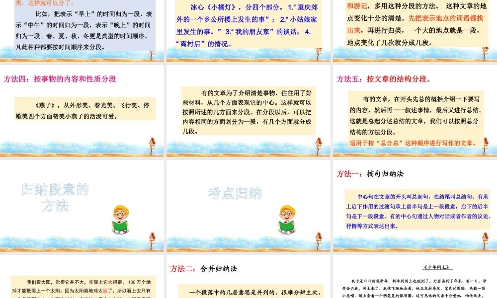 人教统编版六年级小升初语文总复习 专题十六·阅读之分段与归纳段意  课件