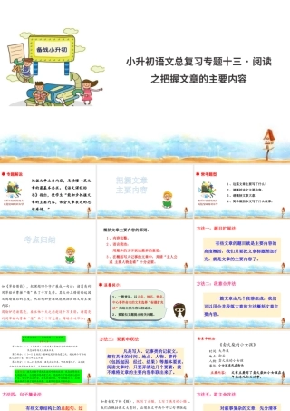 人教统编版六年级小升初语文总复习 专题十三·阅读之把握文章主要内容  课件