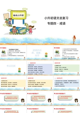 人教统编版六年级小升初语文总复习 专题四·成语 课件