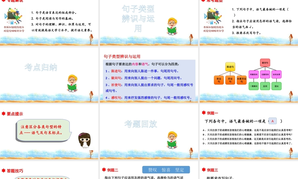 人教统编版六年级小升初语文总复习 专题五·句子类型辨识与运用  课件