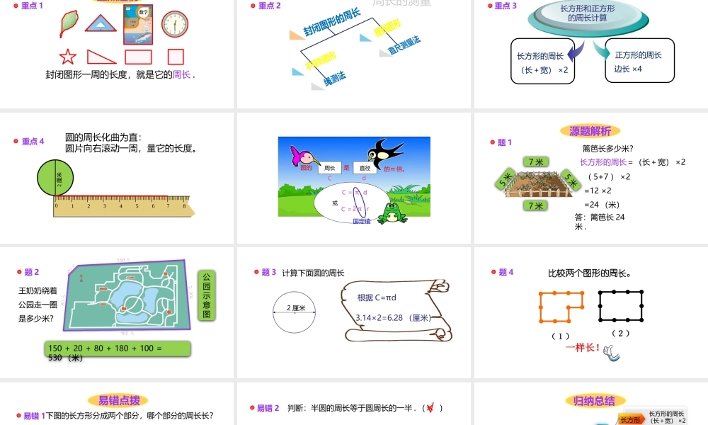 小学六年级小升初数学知识点精讲课件（平面图形的周长）