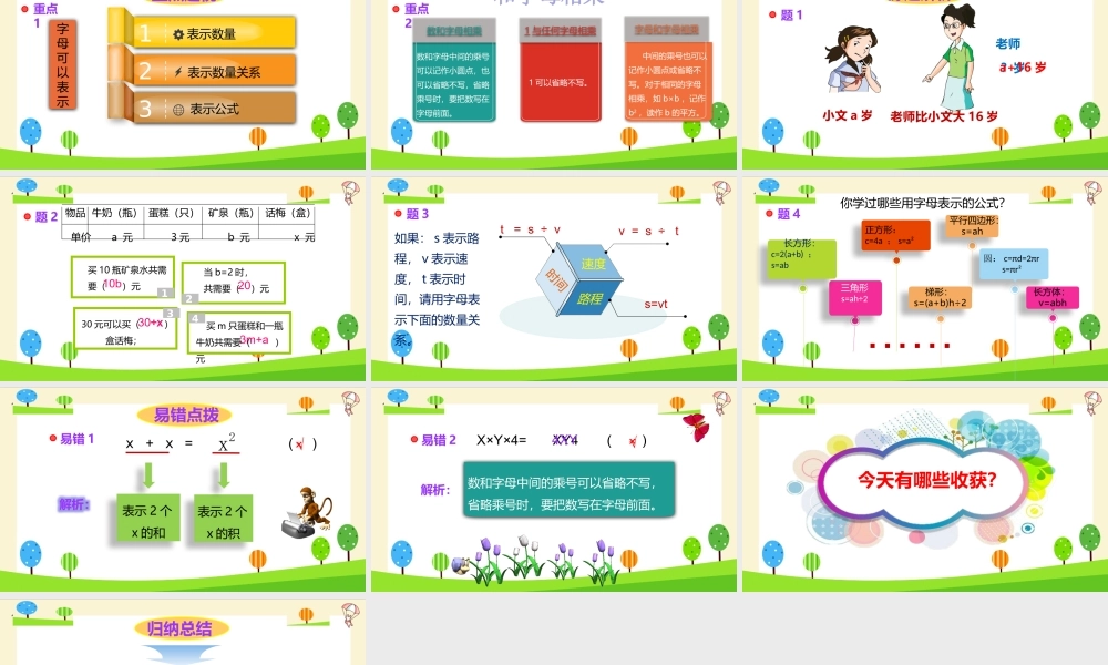 小学六年级一轮复习知识点精讲课件：用字母表示数