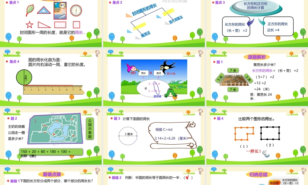 小学六年级一轮复习知识点精讲课件+平面图形的周长