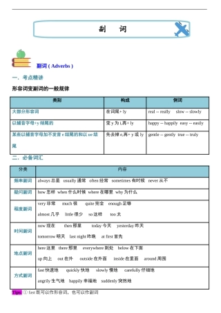 （2025-2026学年）小学英语小升初语法知识梳理总结与练习-考点07——副词