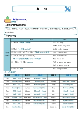 （2025-2026学年）小学英语小升初语法知识梳理总结与练习-考点09——数词