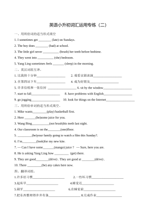 （人教版新教材）小学英语小升初词汇运用专练（二（含答案）