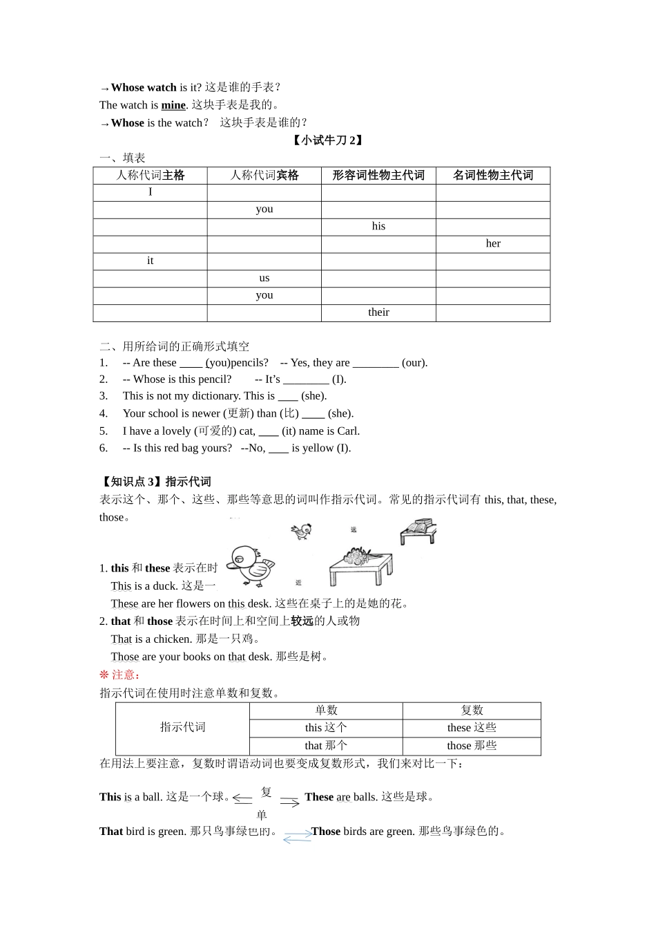 （2025-2026学年）小学英语语法知识点讲解与考题精练第6讲：代词（一）（附详细解析）_第3页