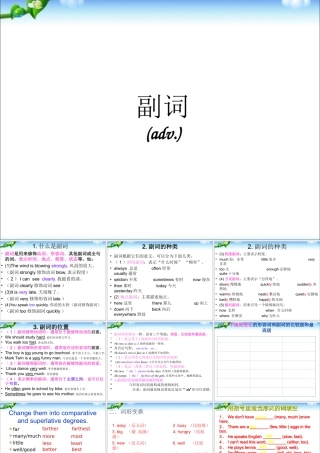 2025届小学六年级小升初英语语法专题复习课件——词类_副词