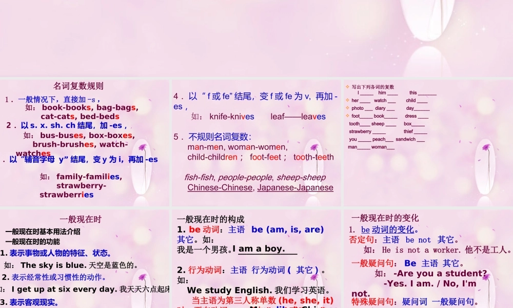 2025届小学六年级小升初英语语法总复习课件