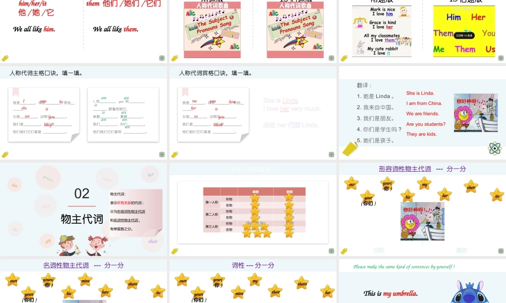 2025届小学六年级小升初英语语法总复习课件-代词