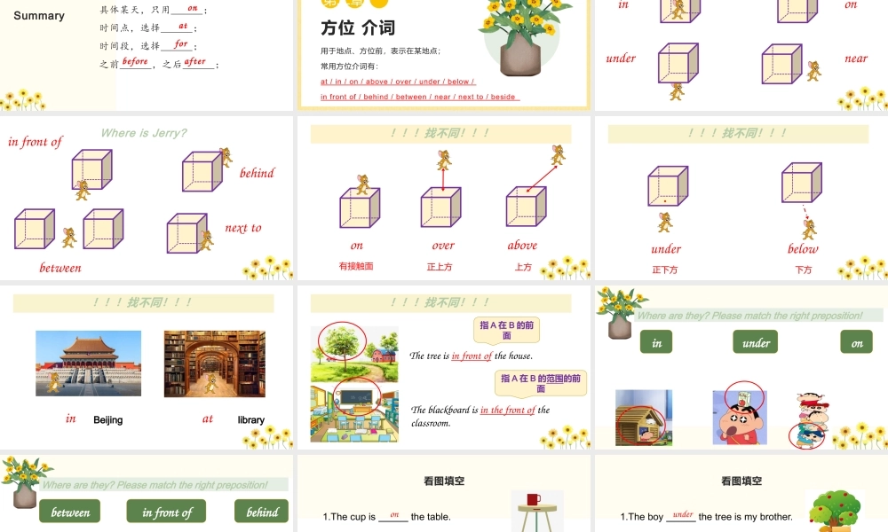 2025届小学六年级小升初英语语法总复习课件-介词 