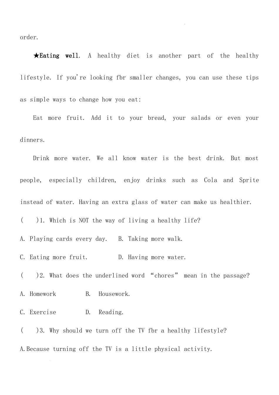 2025小学六年级小升初英语人教版阅读理解专项训练（一）（附详细解析）_第3页