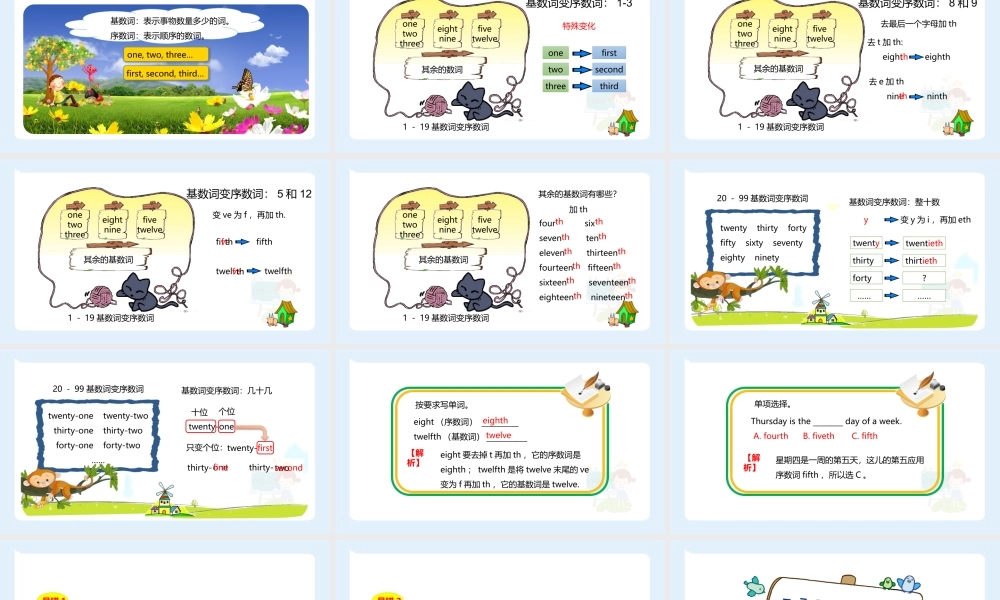 小学六年级小升初英语语法知识点精讲系列课件—— 100以内的基数词变序数词的规律