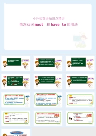 小学六年级小升初英语语法知识点精讲系列课件—— 情态动词must与have to的用法