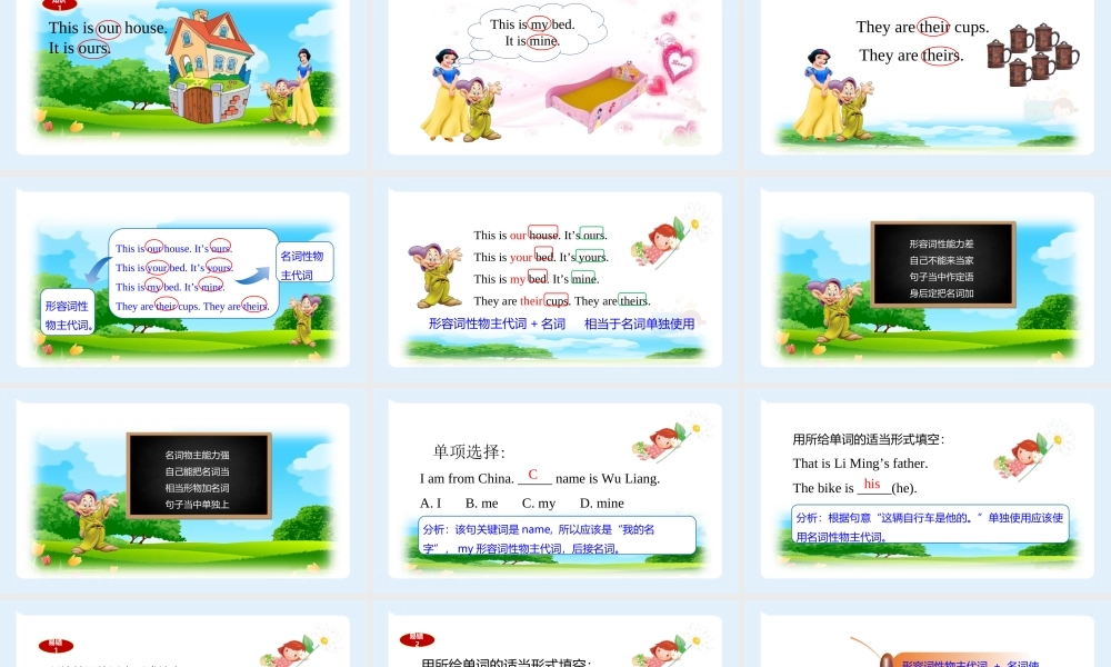 小学六年级小升初英语语法知识点精讲系列课件—— 形容词性物主代词和名词性物主代词的区别