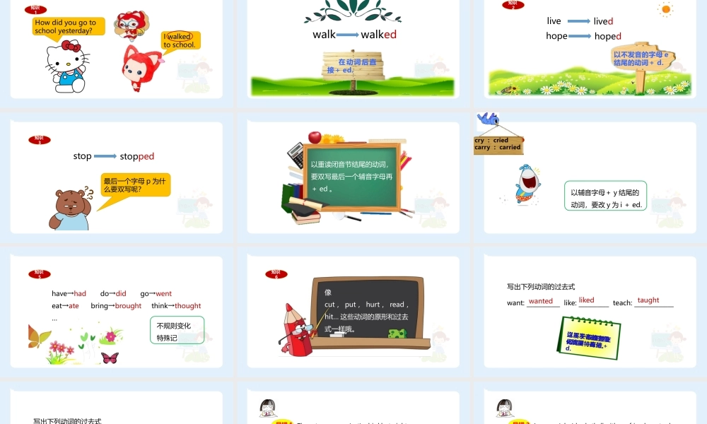 小学六年级小升初英语语法知识点精讲系列课件——(动词的过去式的变化规则