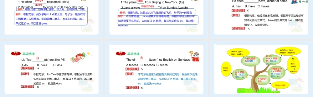 小学六年级小升初英语语法知识点精讲系列课件——(动词三单式的变化规律)