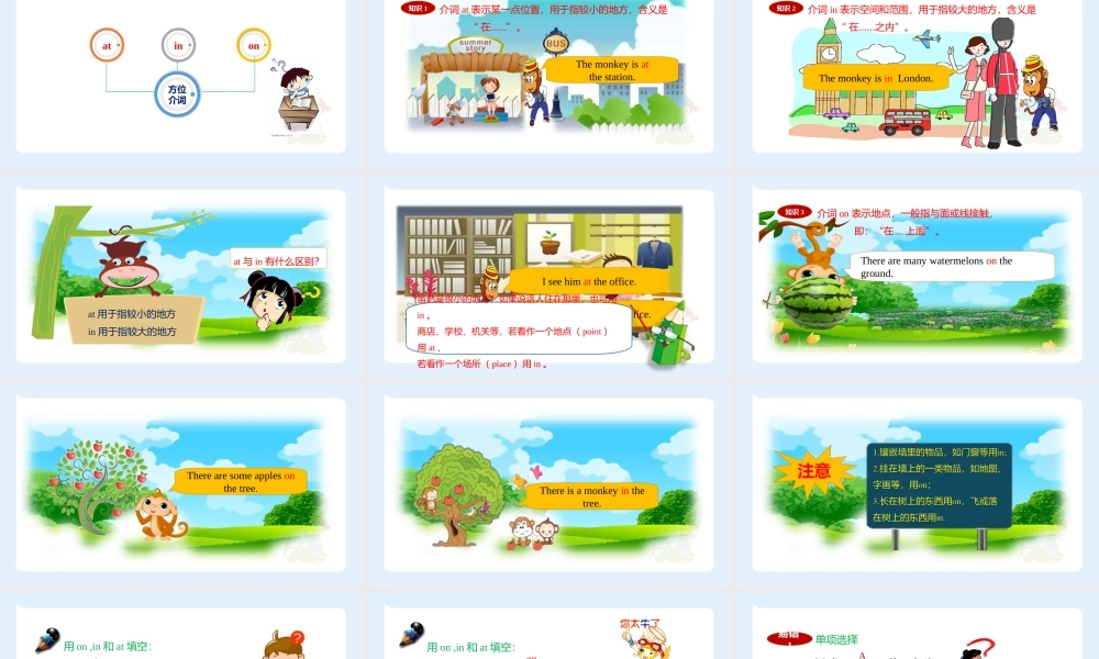 小学六年级小升初英语语法知识点精讲系列课件——(方位介词at，in，on的辨析