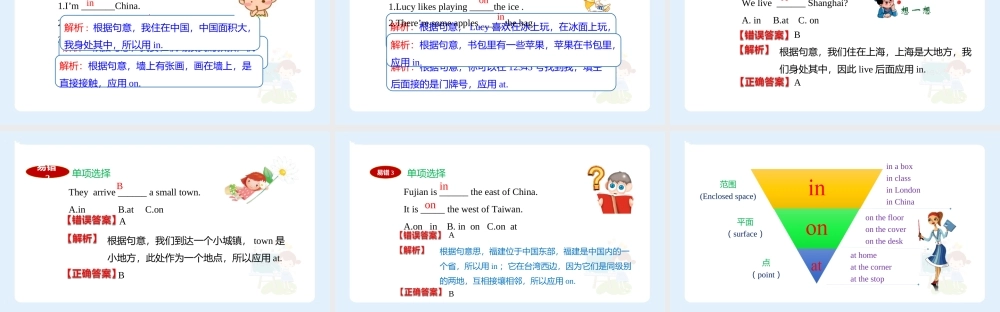 小学六年级小升初英语语法知识点精讲系列课件——(方位介词at，in，on的辨析