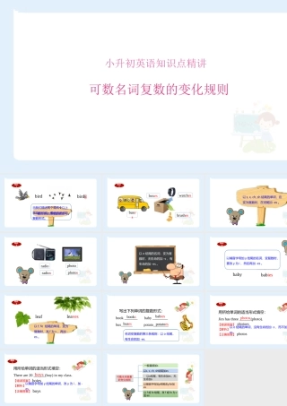 小学六年级小升初英语语法知识点精讲系列课件——（可数名词复数的变化规则）