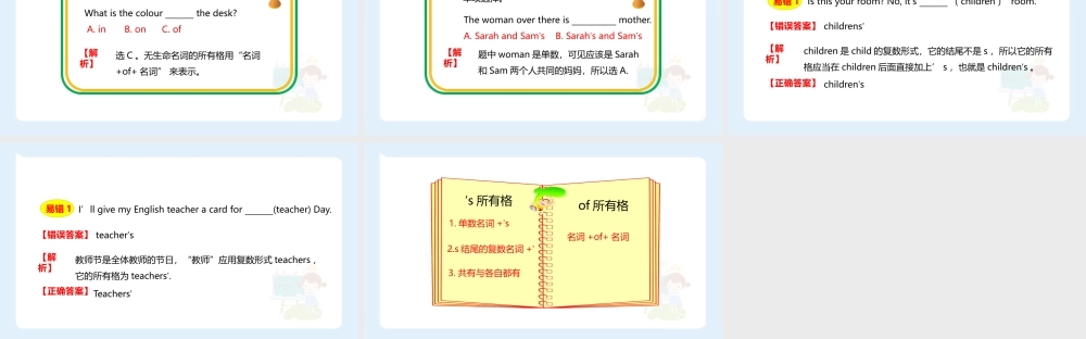 小学六年级小升初英语语法知识点精讲系列课件——’s与of名词所有格