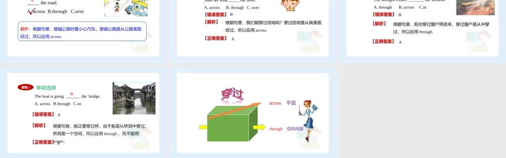 小学六年级小升初英语语法知识点精讲系列课件——across，through的辨析)