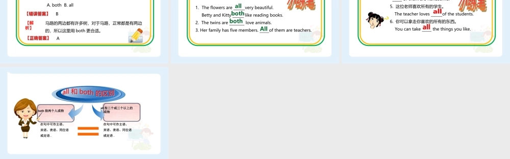 小学六年级小升初英语语法知识点精讲系列课件——不定代词 all 和both 的区别