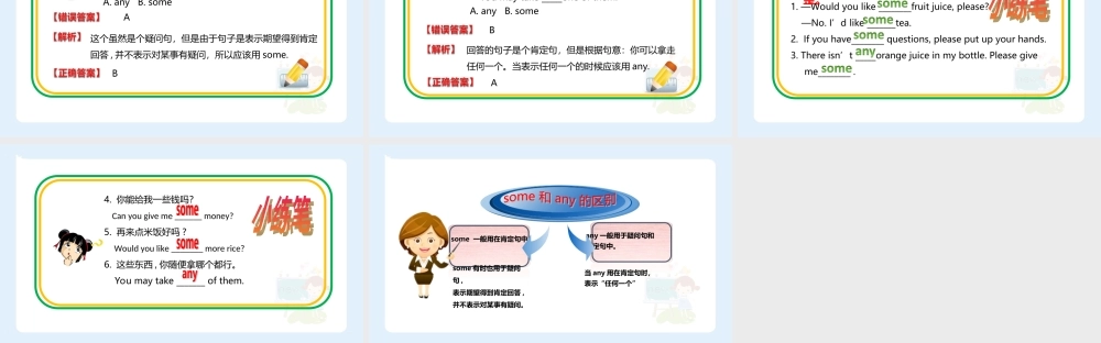 小学六年级小升初英语语法知识点精讲系列课件——不定代词some  和 any的区别